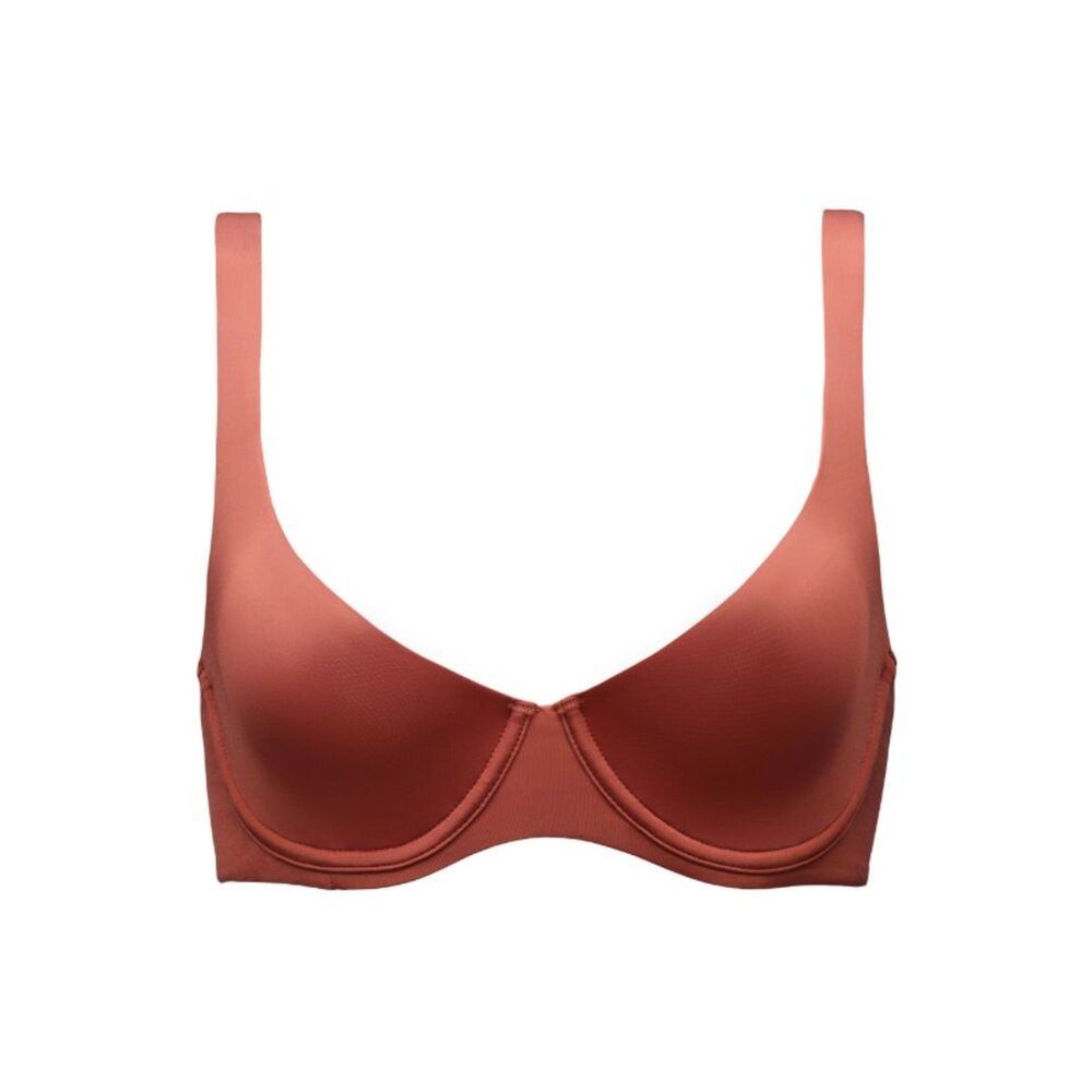 CUUP The Scoop Silky Smooth Microfiber Bra in Clay Red Orange size 34C